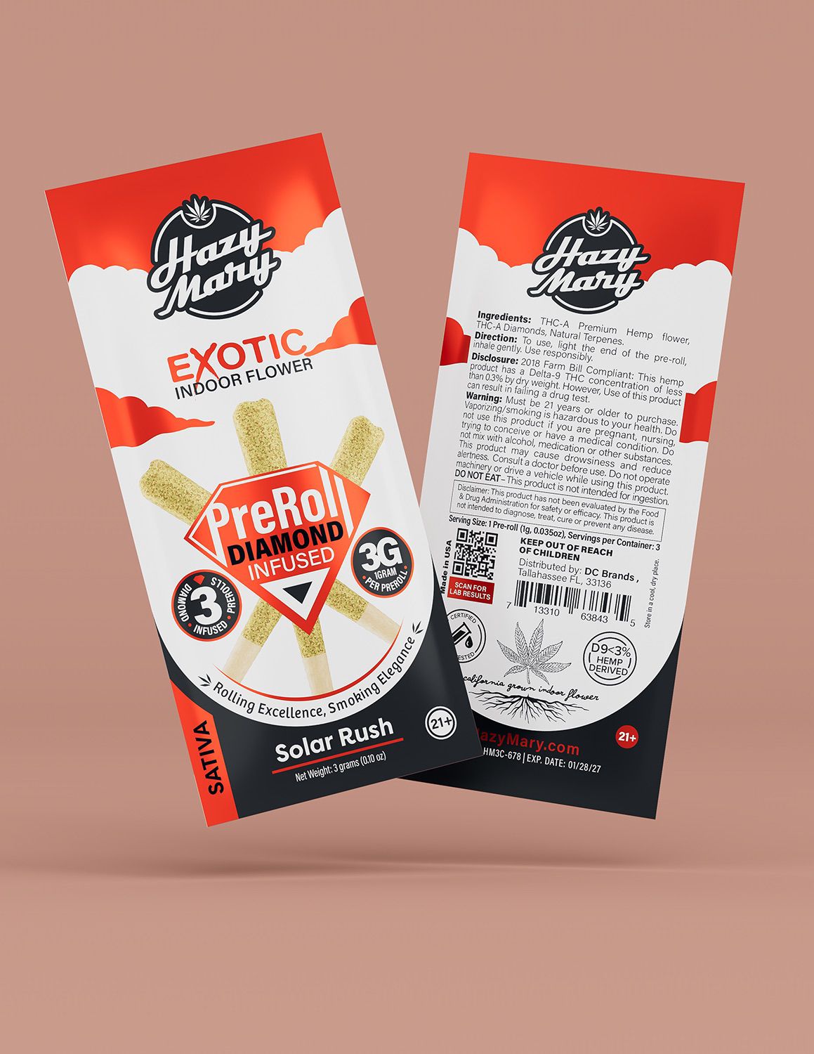 Hazy Mary Exotic Diamond Infused Pre-Rolls - 3PK/3G -THC-A